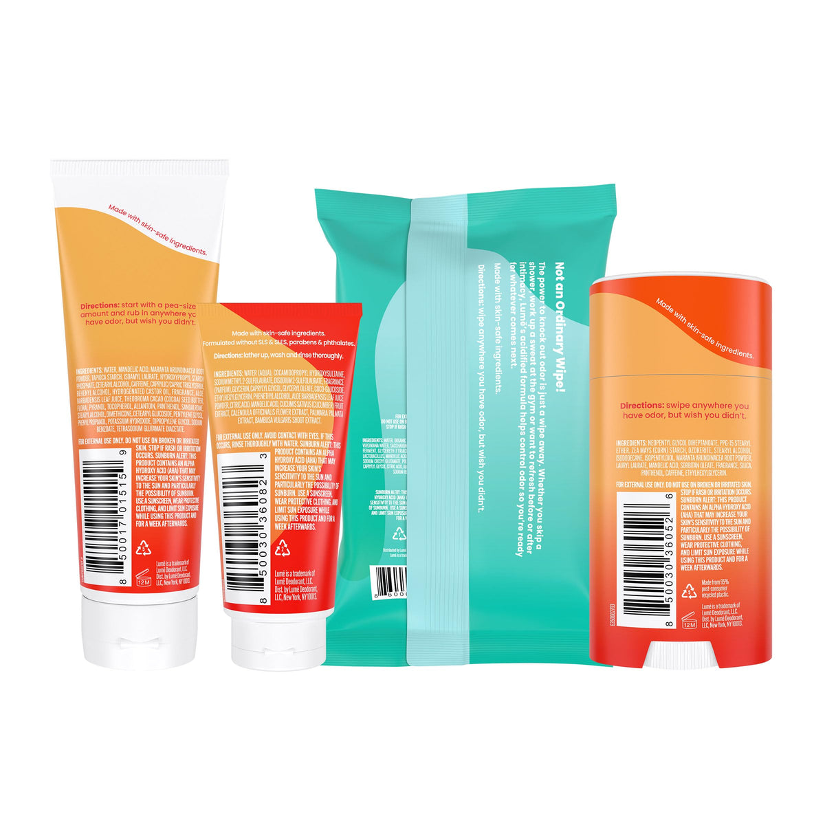 Lume Smooth Solid stick close-up demonstrating easy application and long-lasting odor protection