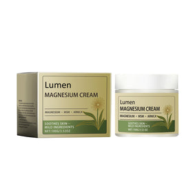 Lumen Magnesium Cream front packaging showing product benefits and design