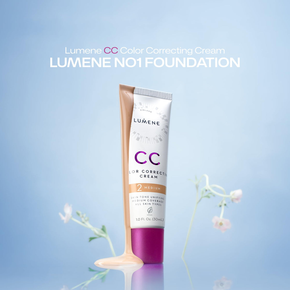 Lumene swatch on forearm demonstrating medium coverage and blendability benefit