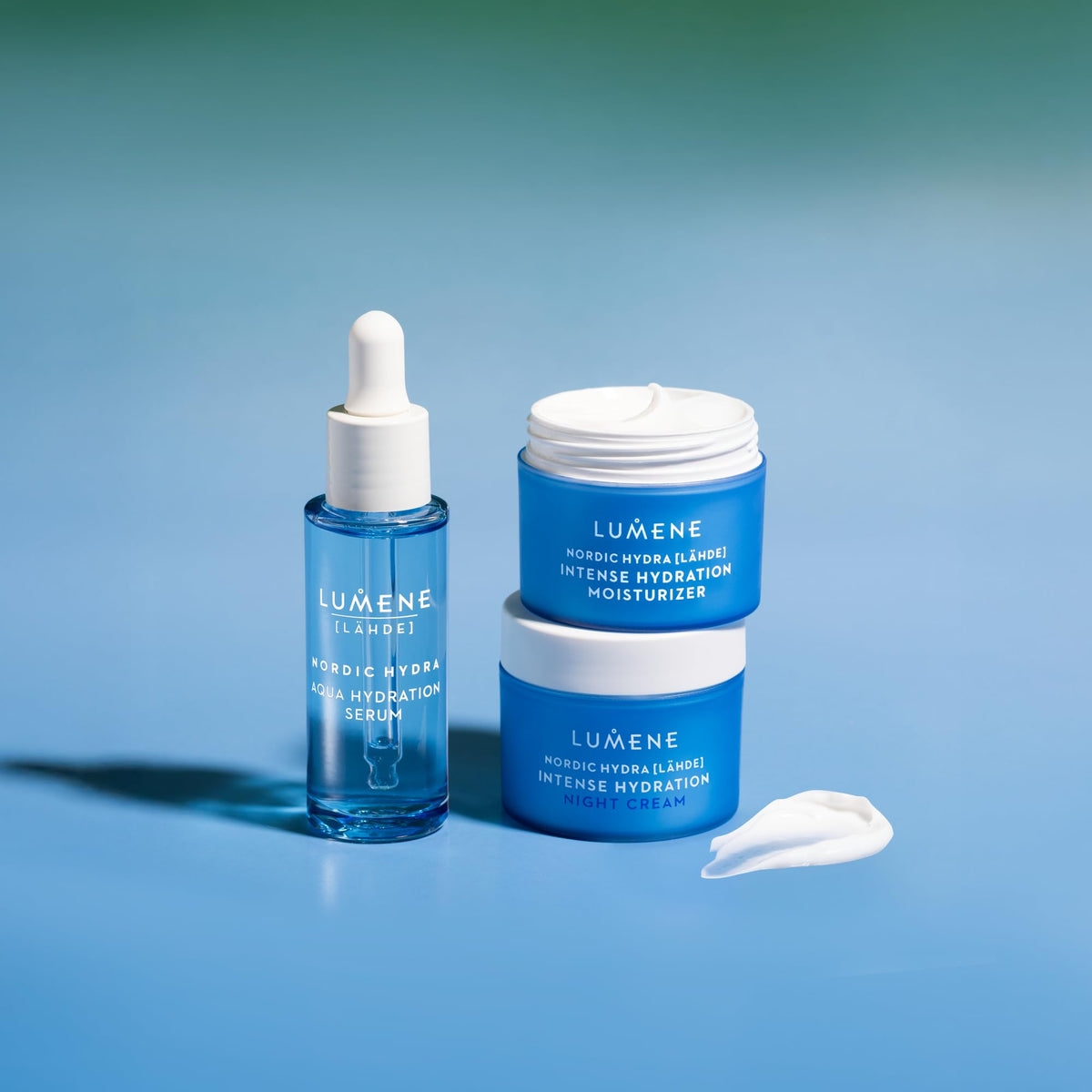 Lumene jar on bathroom shelf during routine showcasing sustainable packaging and everyday use