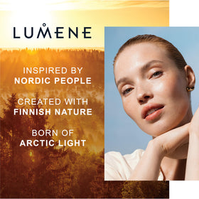 Cream applied to skin demonstrating Lumene absorption and smoothing benefit