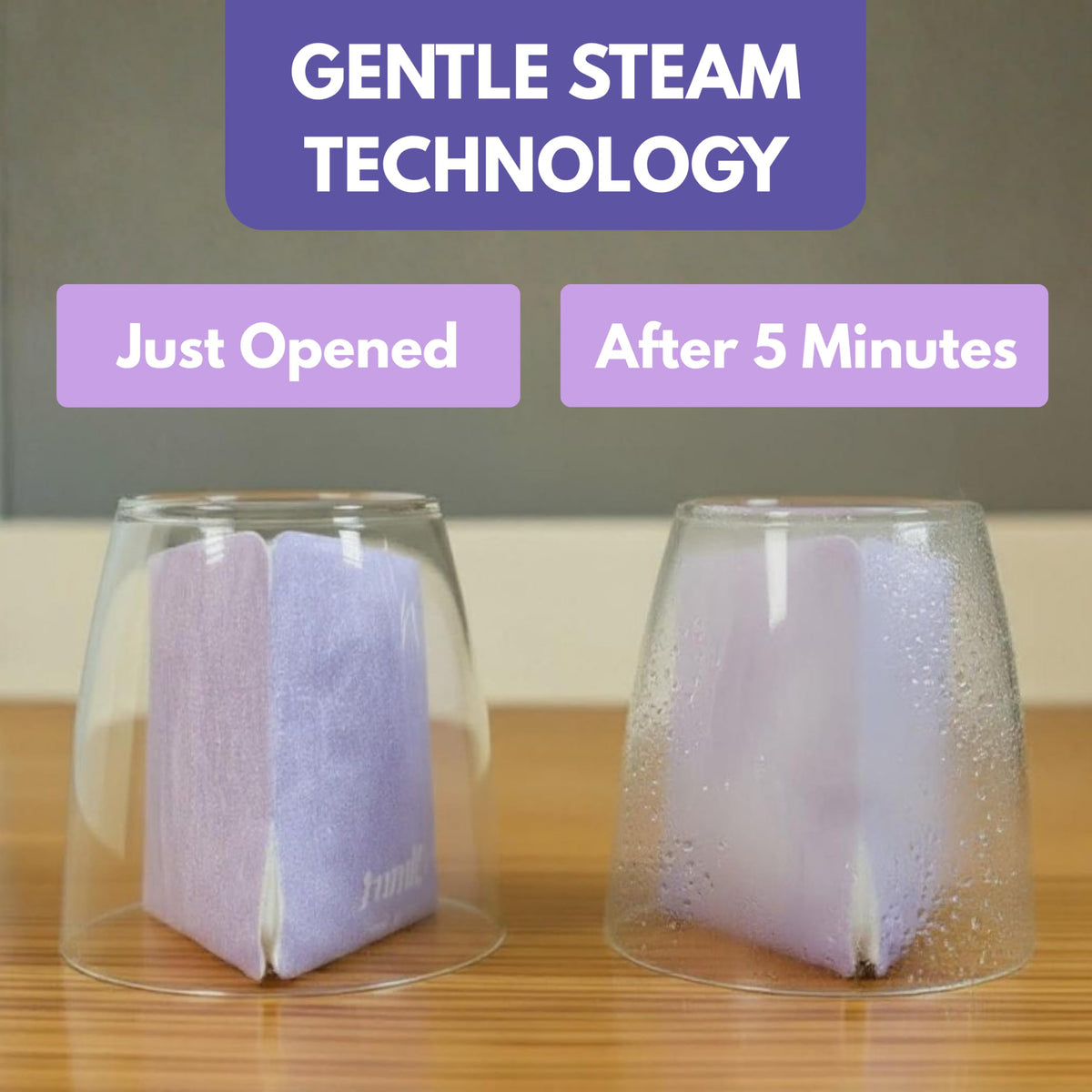 LumiDew steam detail on mask surface highlighting moist-heat therapy benefit
