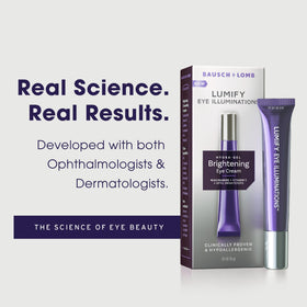 LUMIFY applied under eye demonstrating gentle patting technique and brightening effect