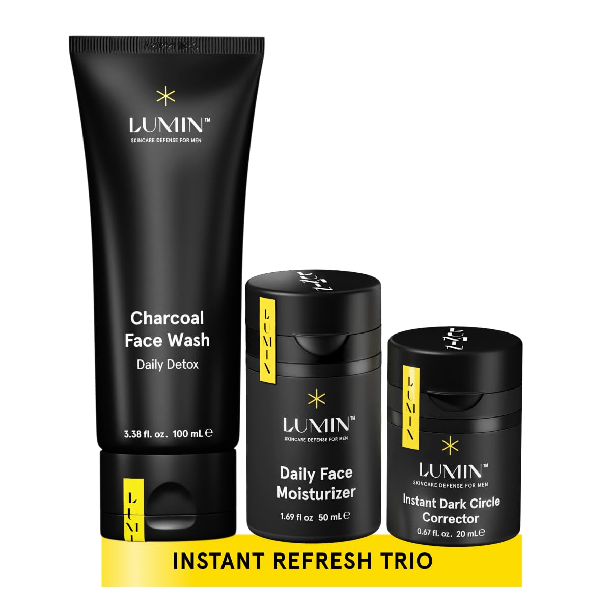 Lumin front packaging showing trio kit and clear routine benefits
