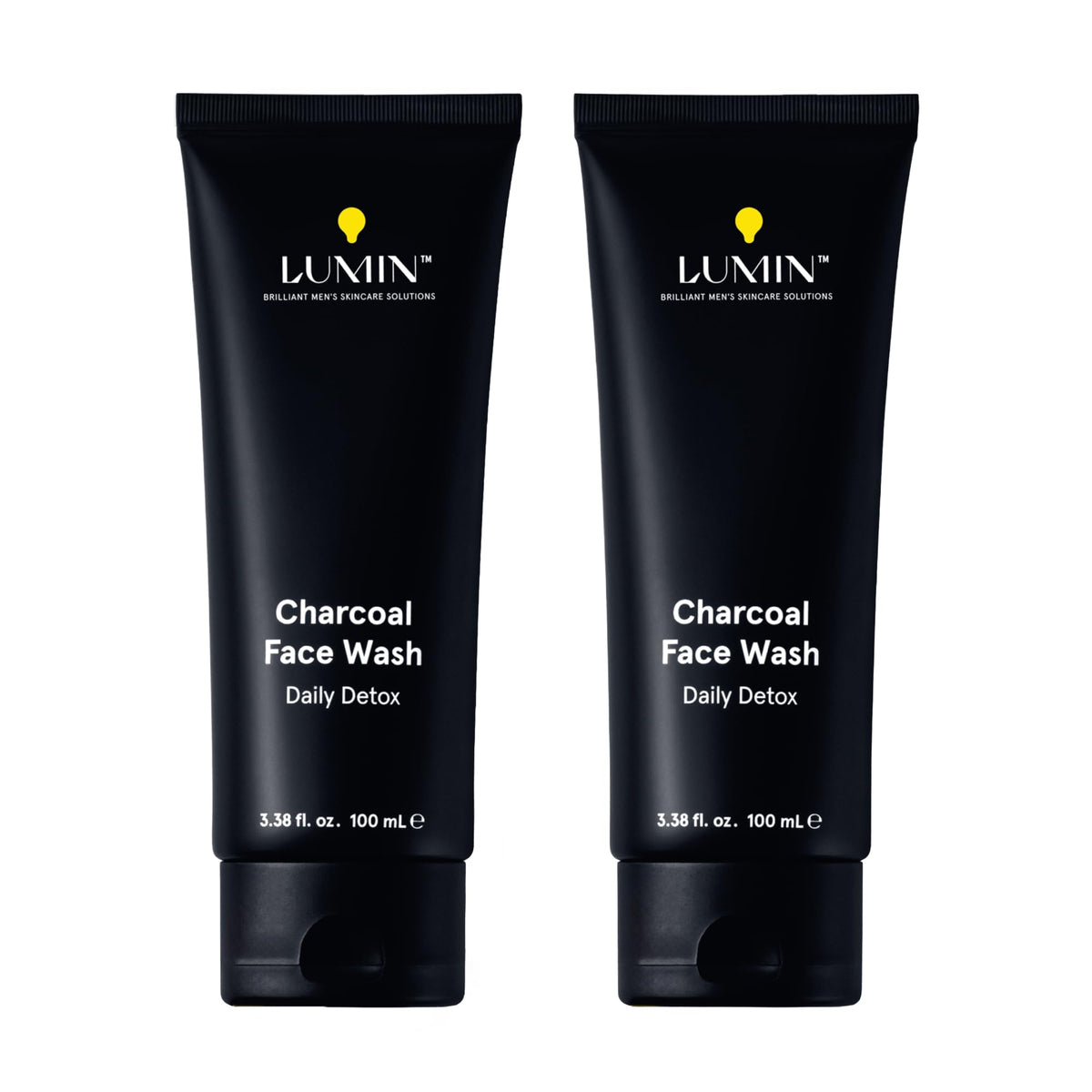 Lumin charcoal face wash front packaging shows clean design and benefit