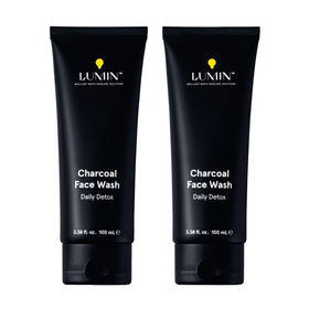 Lumin charcoal face wash front packaging shows clean design and benefit
