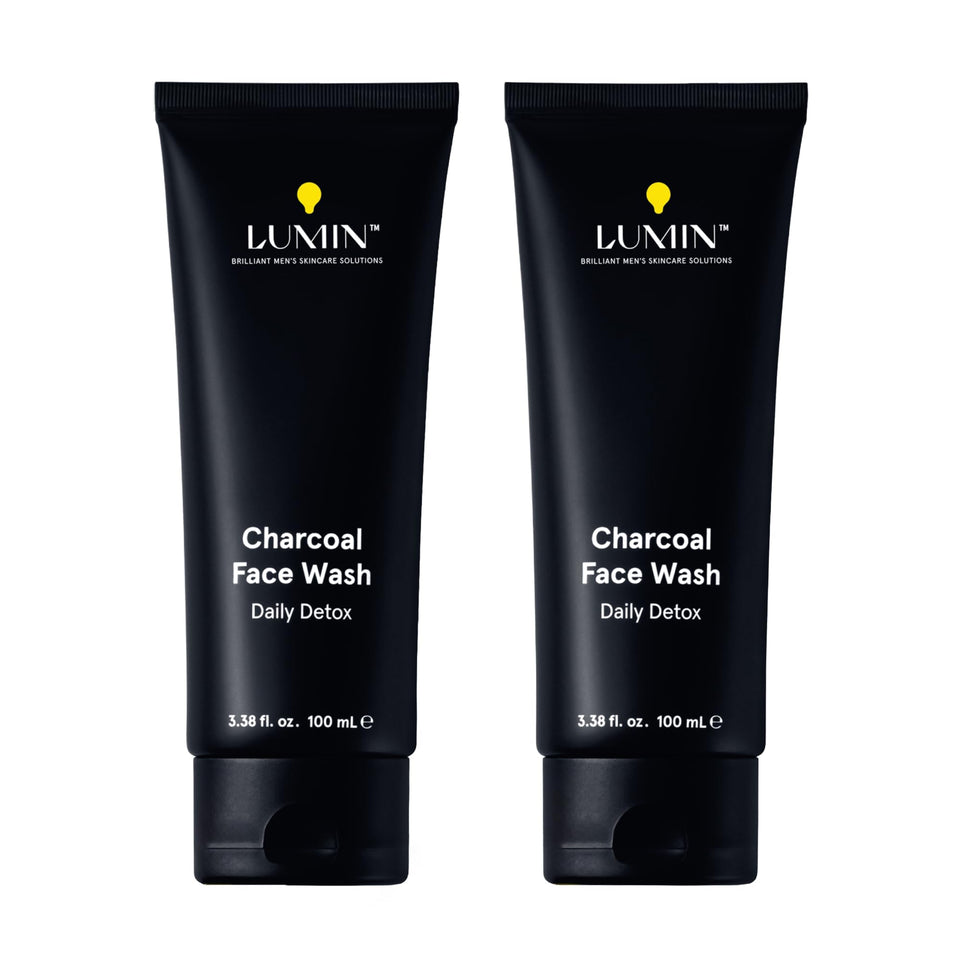 Lumin charcoal face wash front packaging shows clean design and benefit