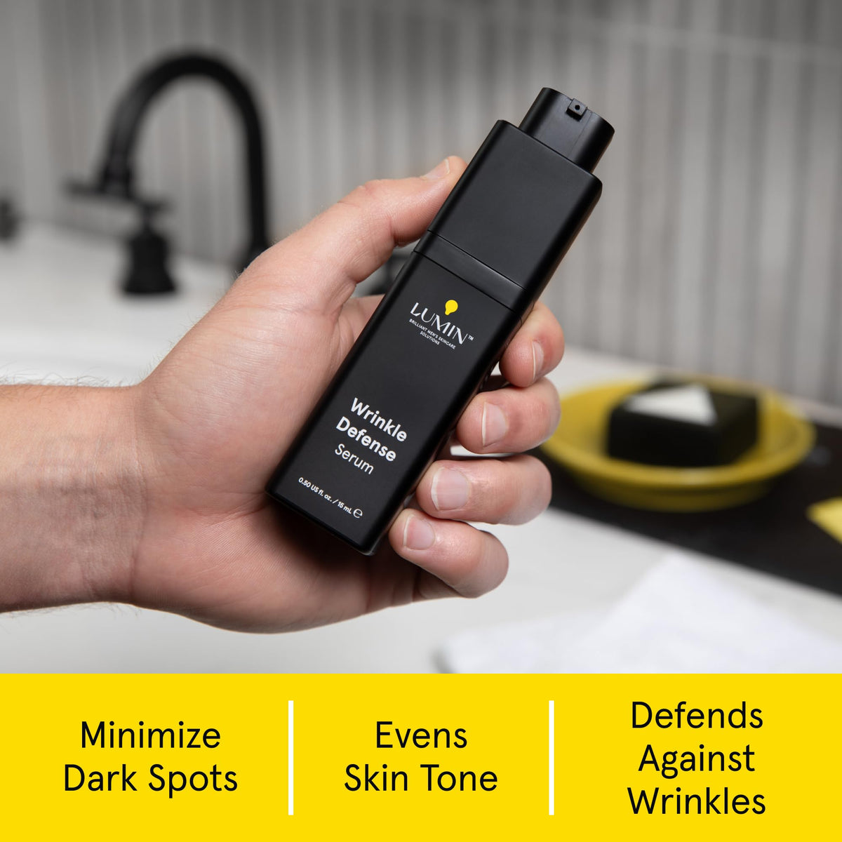 Lumin serum dropper dispensing clear texture and hydrating, fast-absorbing benefit