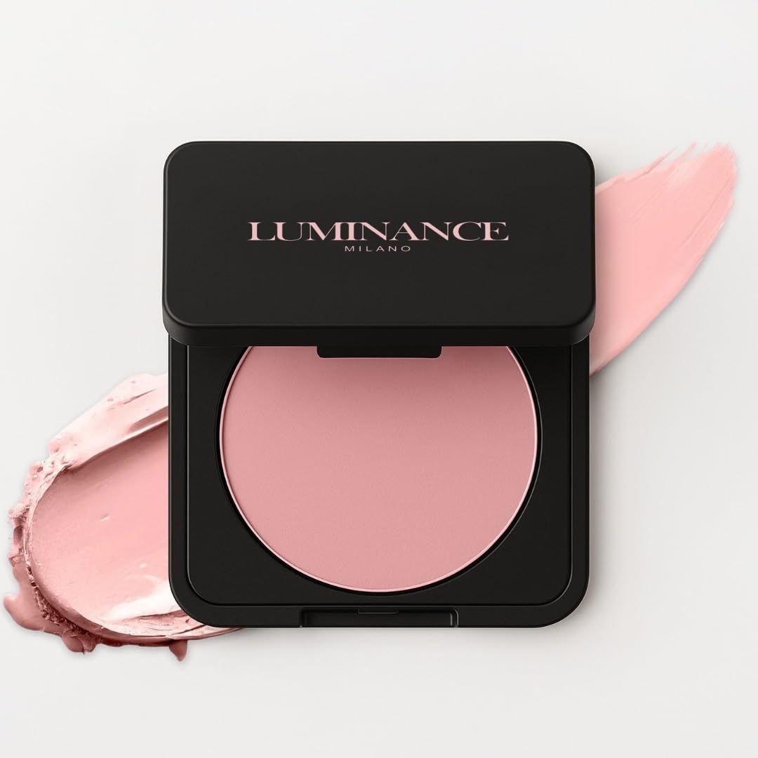 Luminance Milano front packaging showing pink corrector and cap, travel-friendly benefit