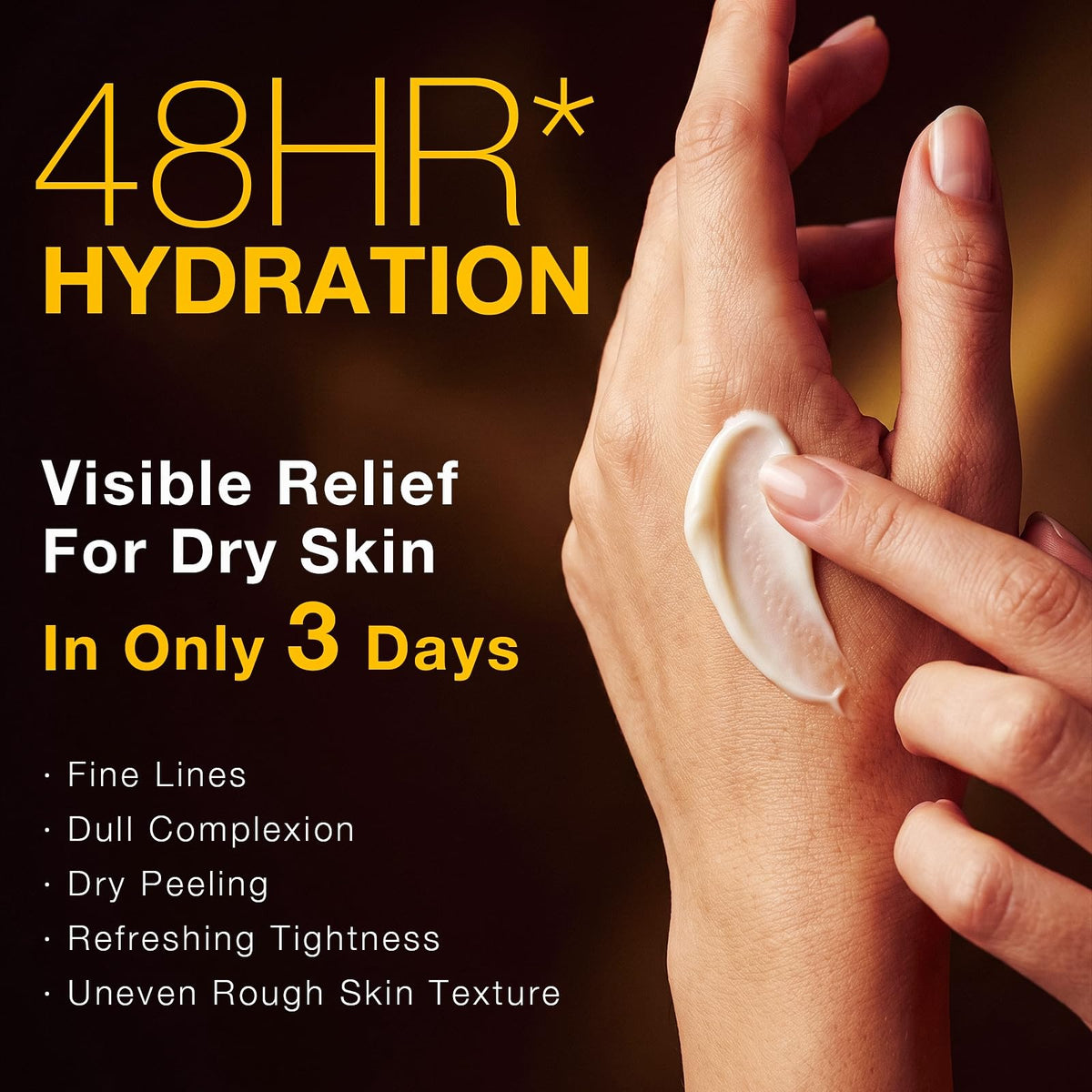 luminaro applied to model face and neck demonstrating visible firming and smoothing benefit