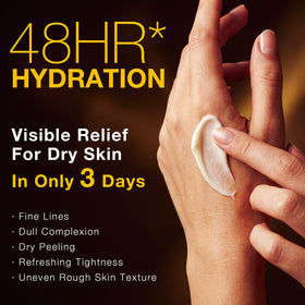 luminaro applied to model face and neck demonstrating visible firming and smoothing benefit