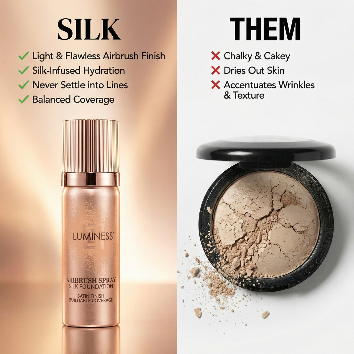 LUMINESS brush blending foundation demonstrating seamless buffing benefit