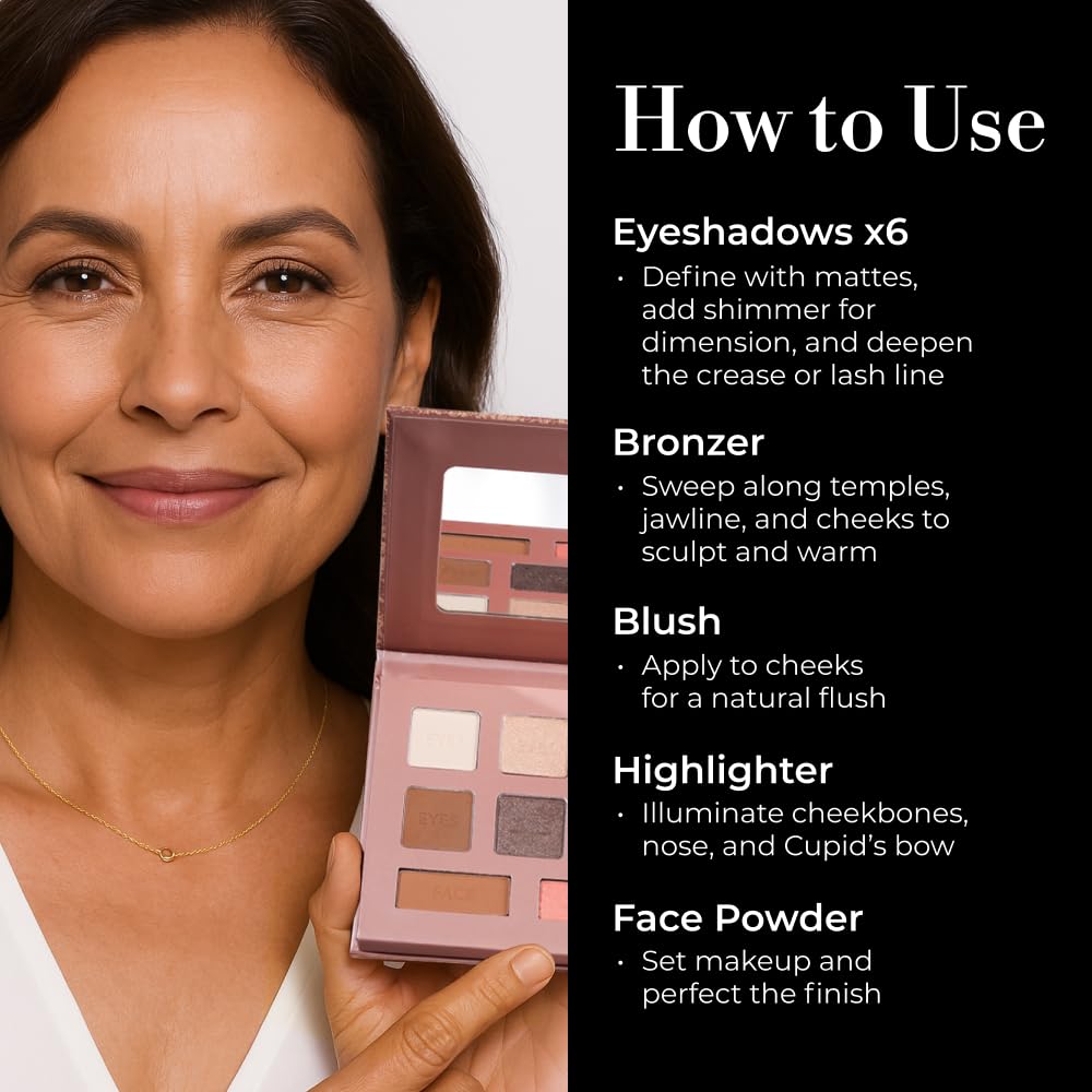 LUMINESS palette in use applying blush to cheek for natural dimensional color