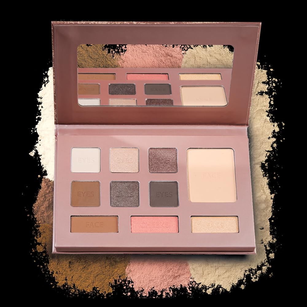 LUMINESS palette next to a coin illustrating compact size and travel convenience