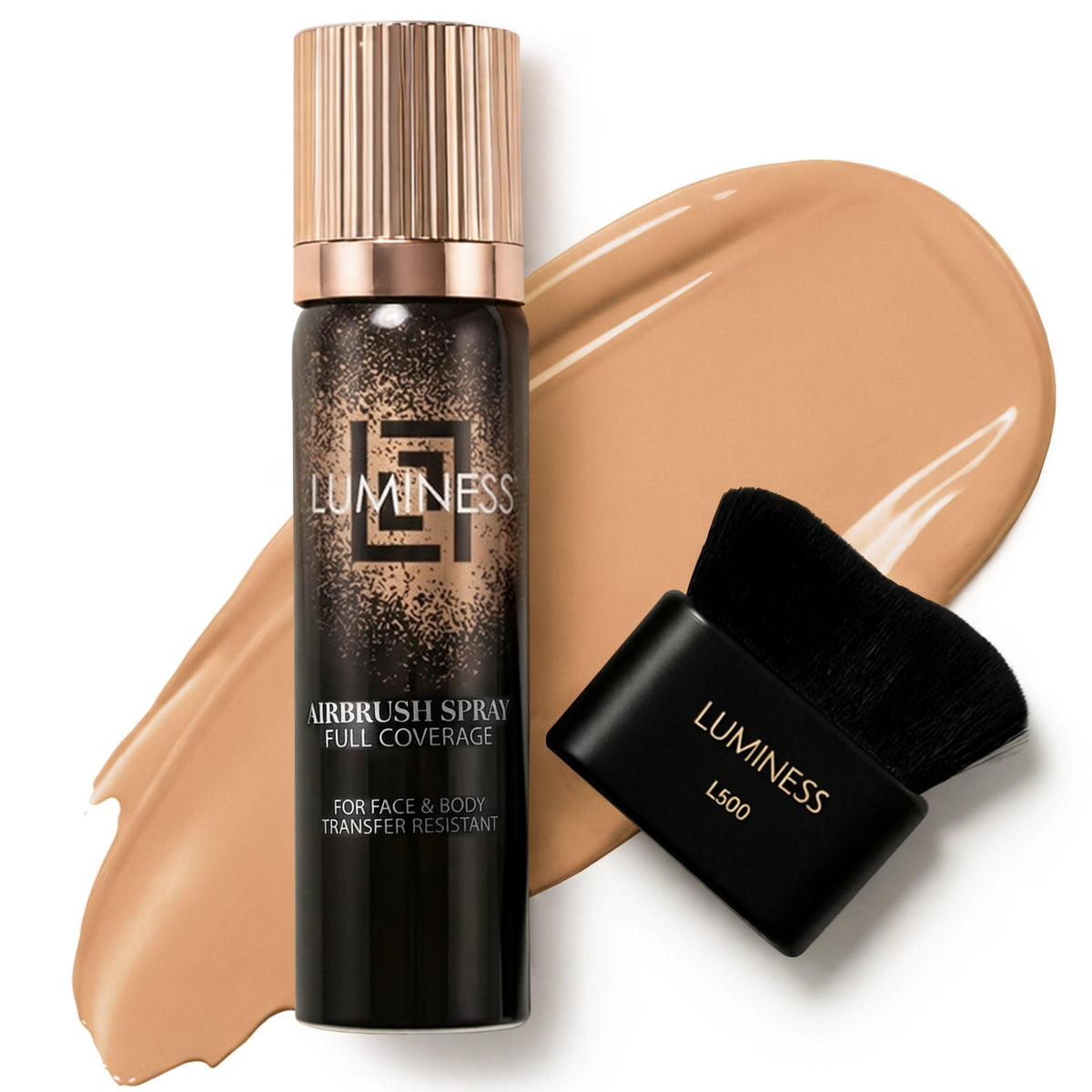 LUMINESS front packaging showing airbrush perfector for full coverage