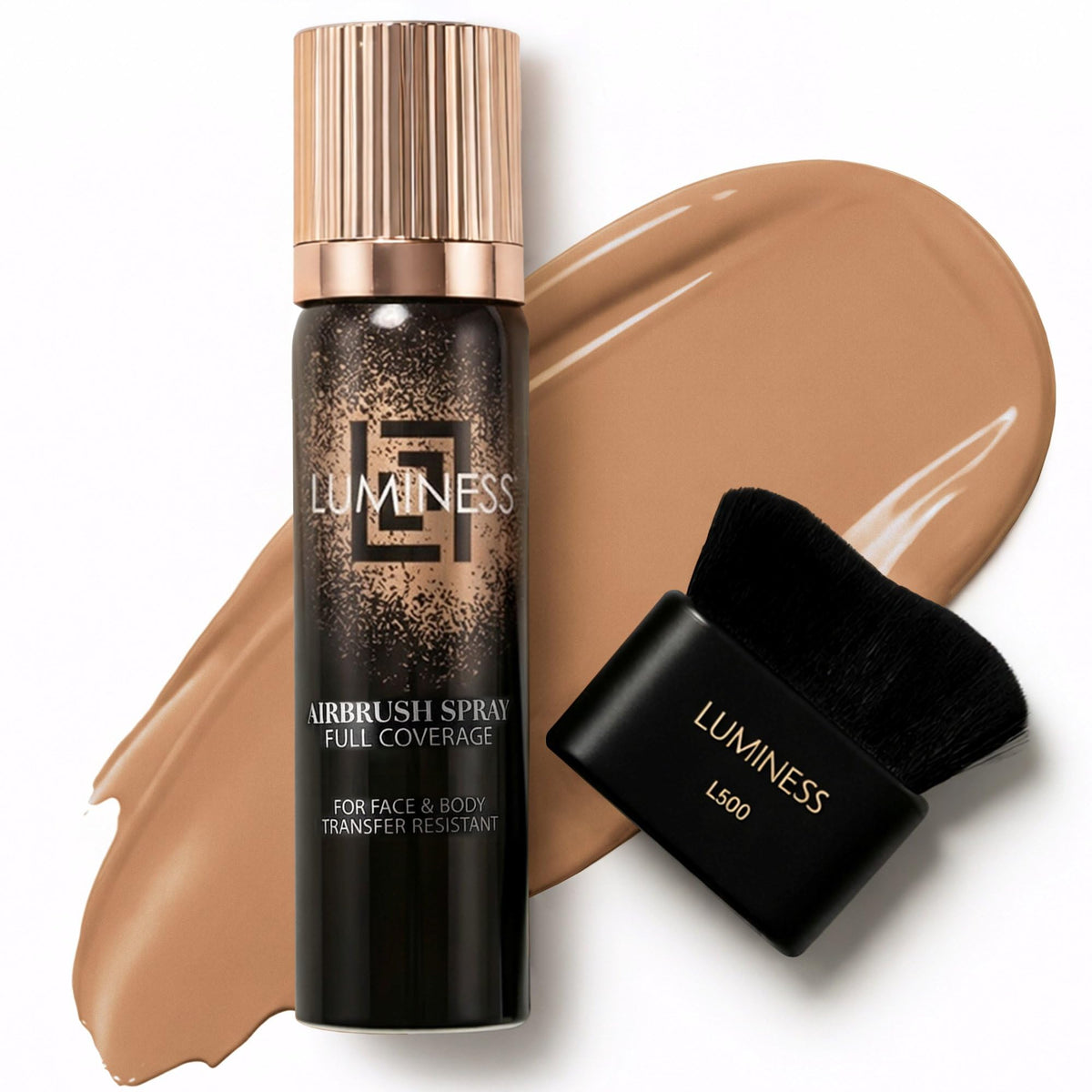 LUMINESS front packaging with kabuki brush showing complete kit and ease