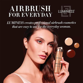 LUMINESS on vanity styled with brushes for a polished daily routine