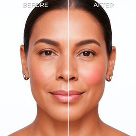 LUMINESS application on cheek apples demonstrating natural flush and buildable color