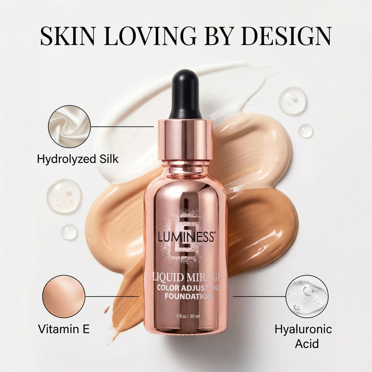 LUMINESS applying foundation with brush for seamless, buildable coverage