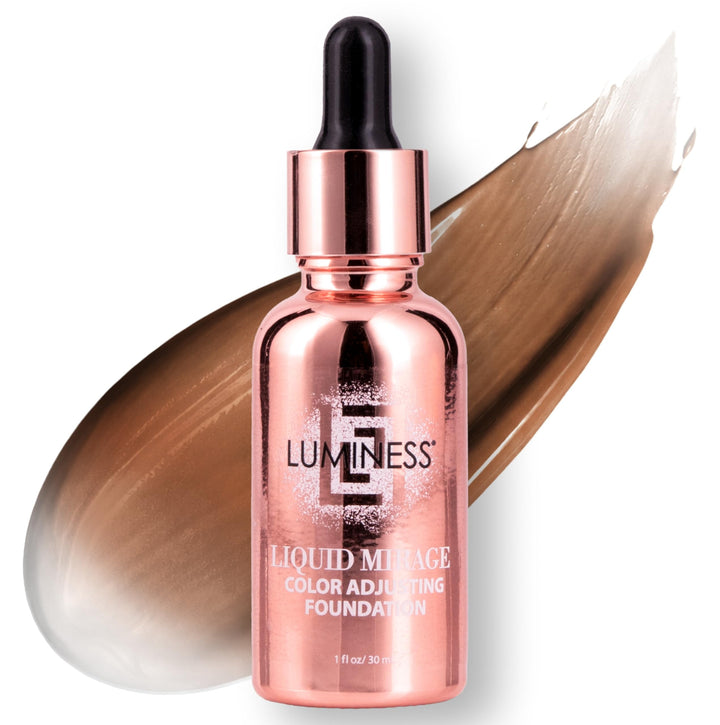 LUMINESS front packaging shows sleek bottle and deep shade benefit: easy identification