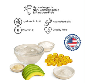 LUMINESS ingredient label close-up highlighting hyaluronic acid for moisture benefit