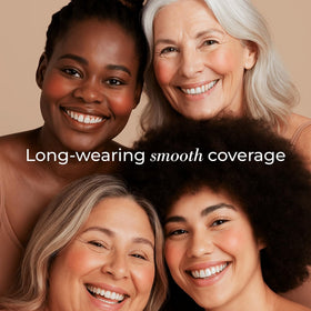 LUMINESS product in a makeup bag lifestyle shot showing portable, everyday convenience
