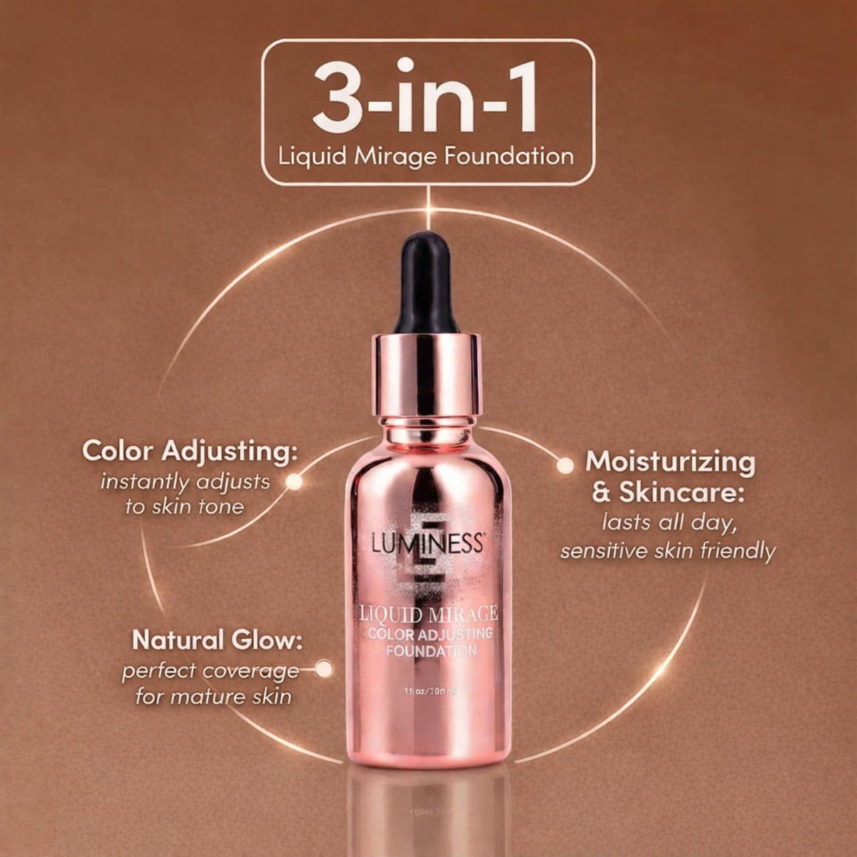 blending LUMINESS foundation on forearm to show color adaptation and natural coverage benefit