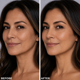 LUMINESS primer pump closeup highlighting SPF 50 protection