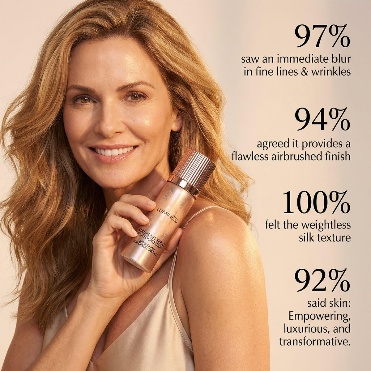 LUMINESS kit held in hand showing product size and portability
