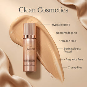 LUMINESS close-up airbrush mist texture showing smooth, even coverage