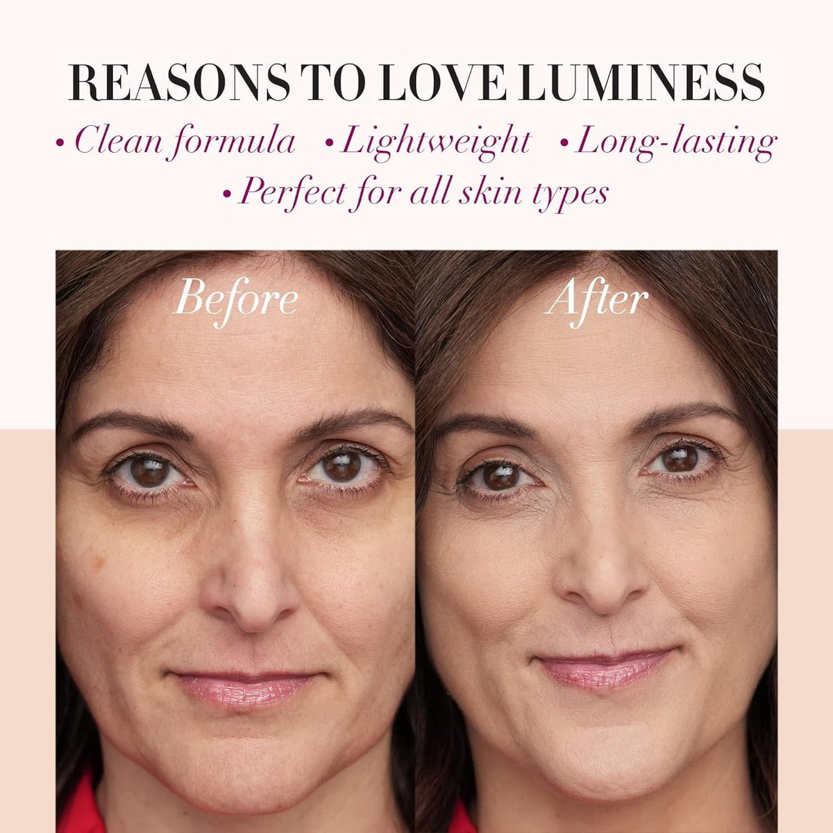 LUMINESS texture on skin close-up highlighting hydrating, smooth finish