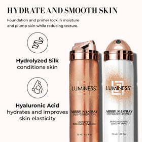 LUMINESS fine mist texture close-up on skin, blurring and smoothing benefit