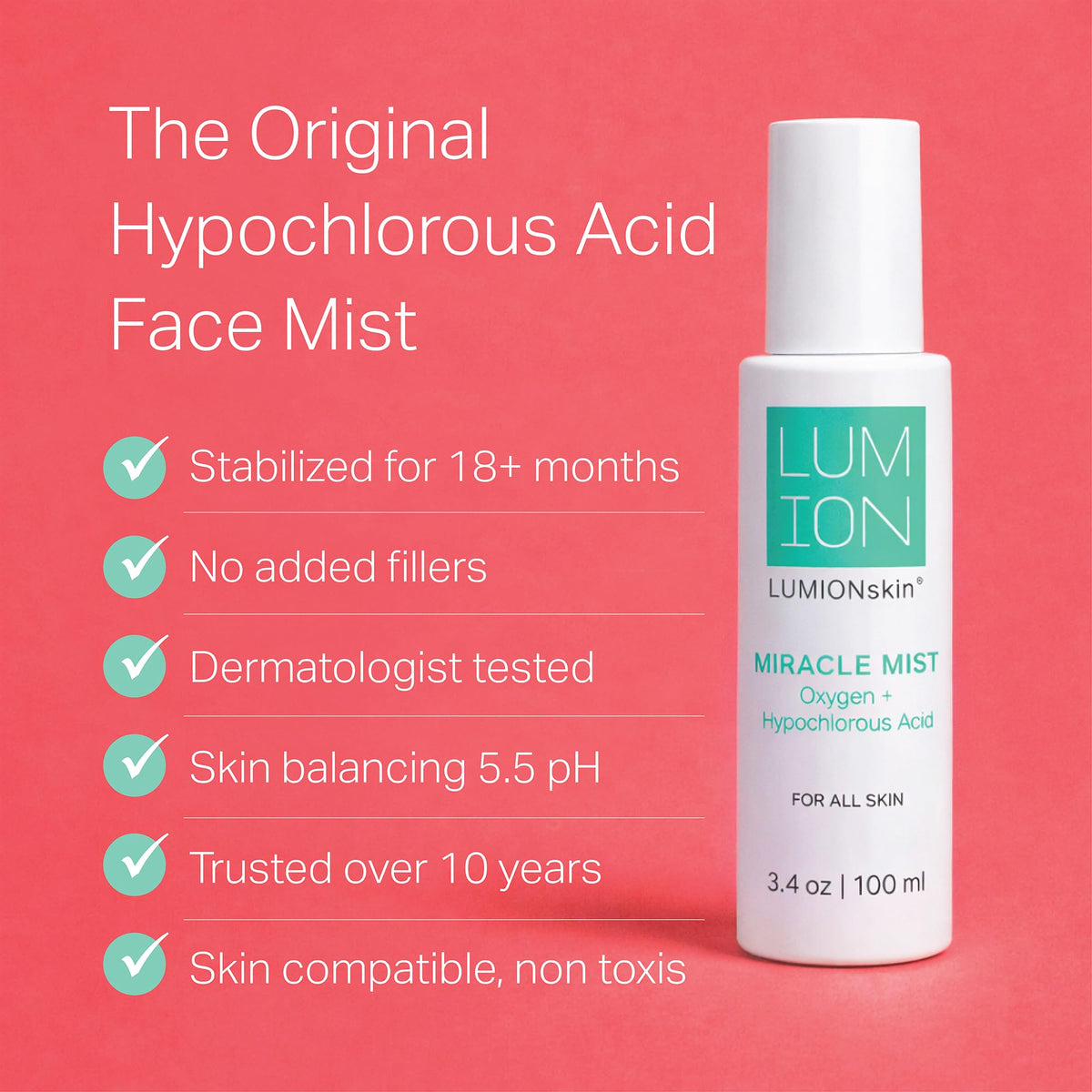 LUMION skin bottle beside Dead Sea salts showing mineral nourishment benefit