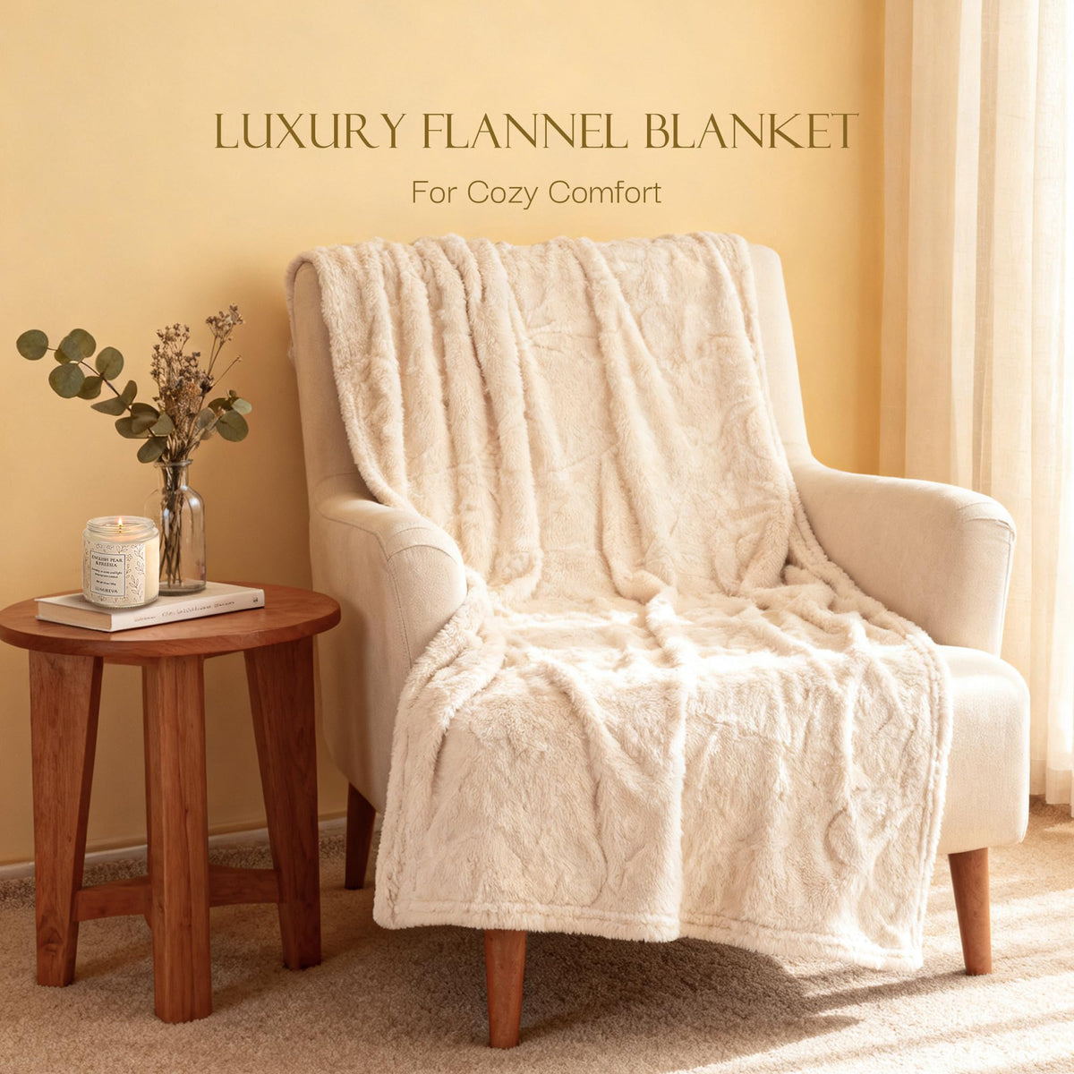 Lumireva lifestyle on sofa scene conveying relaxation and self-care at home