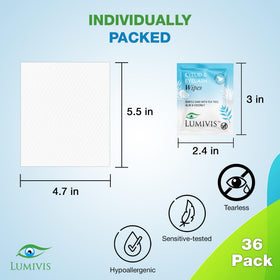Lumivis single sachet opened with a moist wipe for hygiene