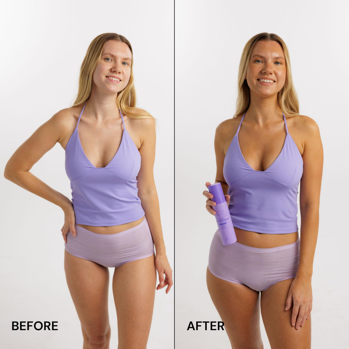 Applying Luna Bronze with mitt on forearm, even application and streak-free benefit