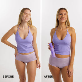 Applying Luna Bronze with mitt on forearm, even application and streak-free benefit