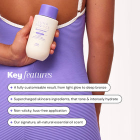 Applying Luna Bronze with a mitt for streak-free, even tanning benefit