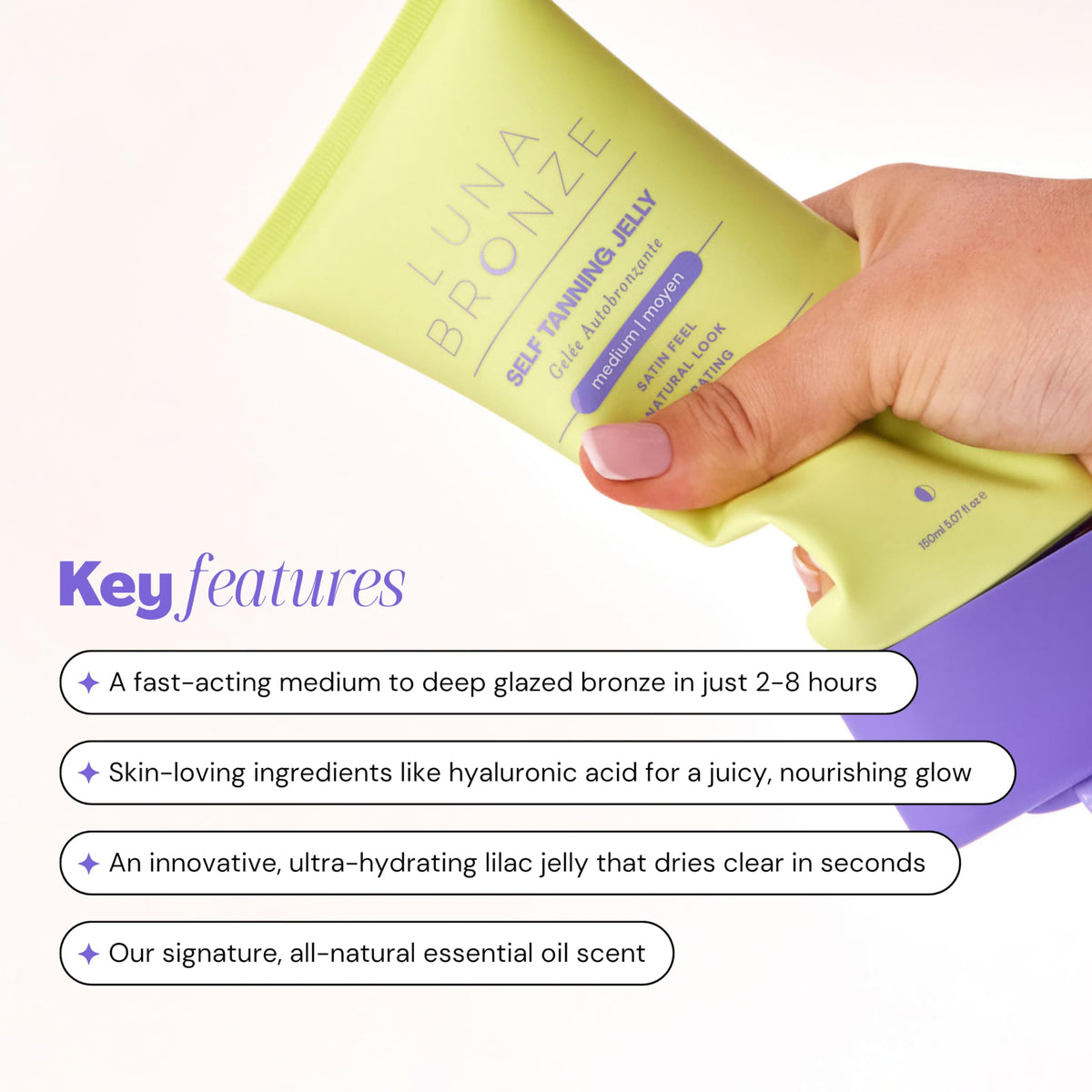 Luna Bronze applied on arm showing even spread and quick absorption