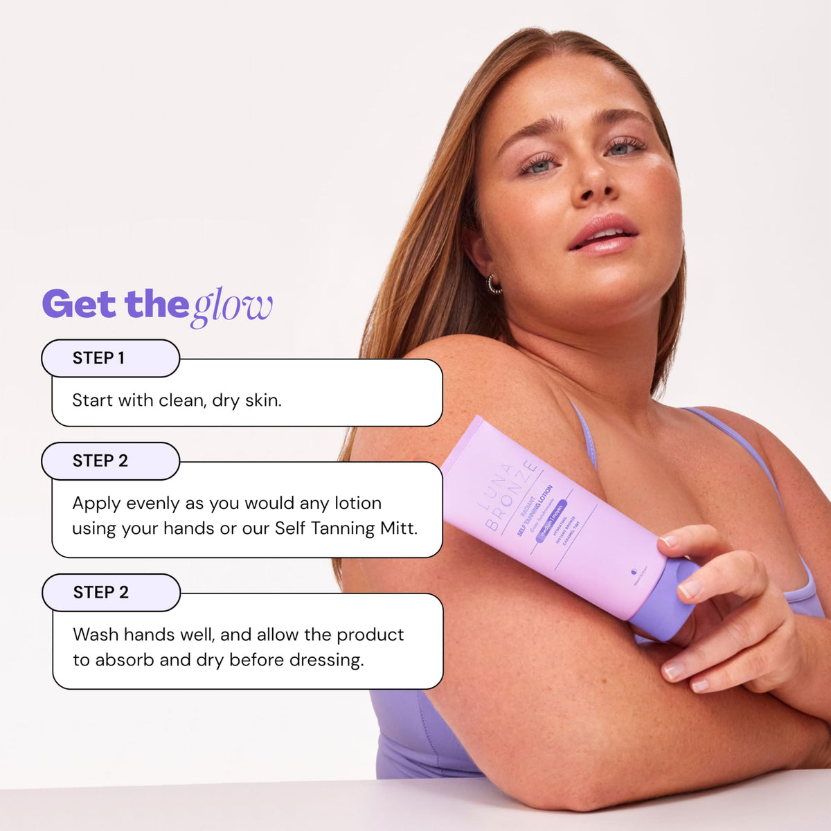 Luna Bronze before and after arm comparison showing natural gradual glow