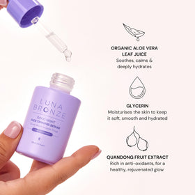 Luna Bronze label close-up highlighting vitamin C and Australian botanicals