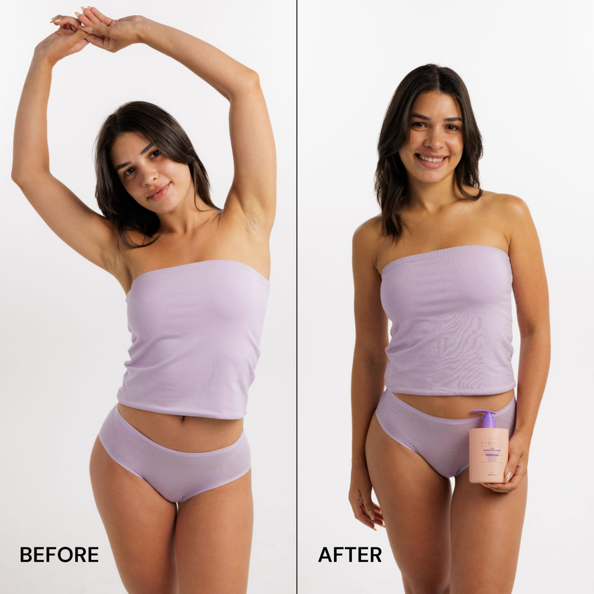 Luna Bronze lotion texture on hand demonstrating smooth, fast-absorbing hydration