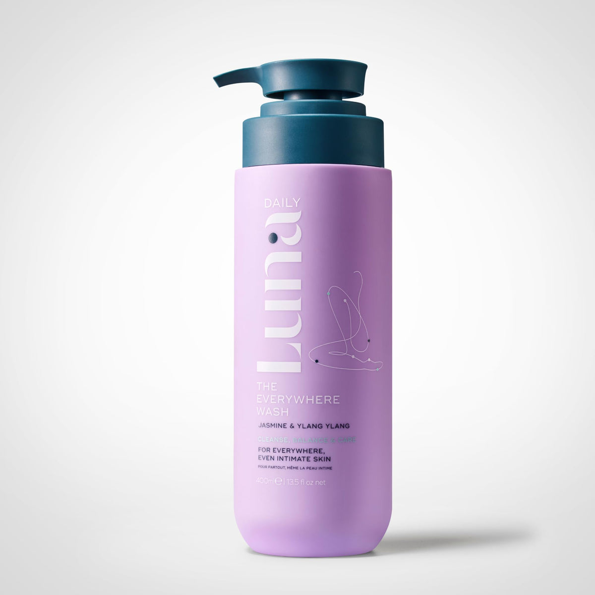 Luna Daily front bottle view showing product and clean design benefits