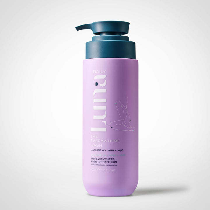 Luna Daily front bottle view showing product and clean design benefits