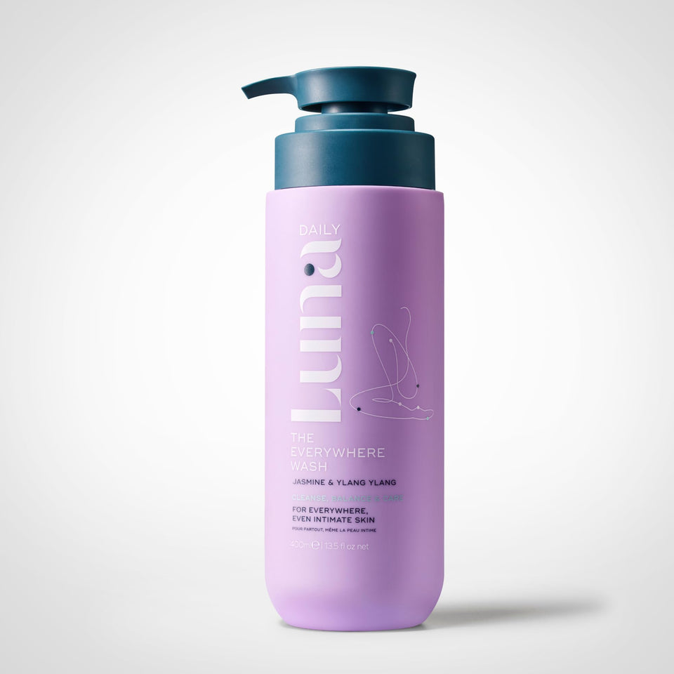 Luna Daily front bottle view showing product and clean design benefits