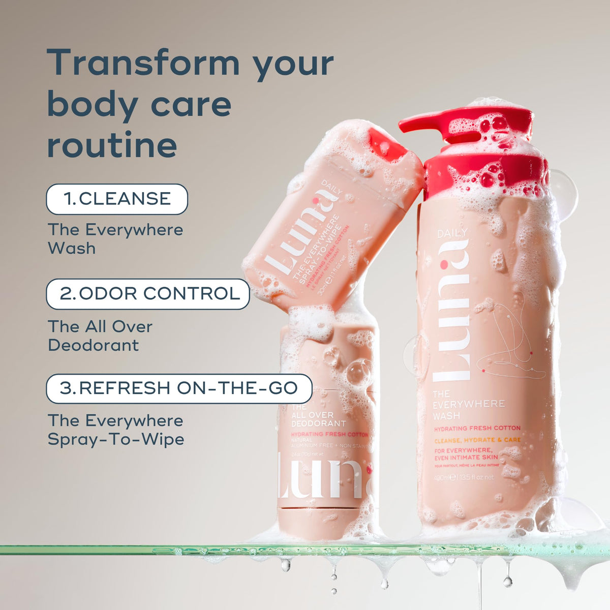Luna Daily fresh cotton visual conveying mild scent and comfortable finish