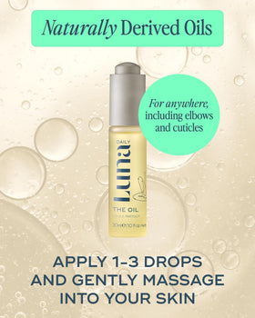 Luna Daily next to ruler showing 30ml scale and travel-friendly convenience