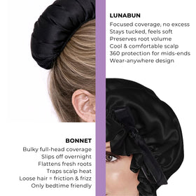 LunaBun containing hair mask and oils without staining bedding