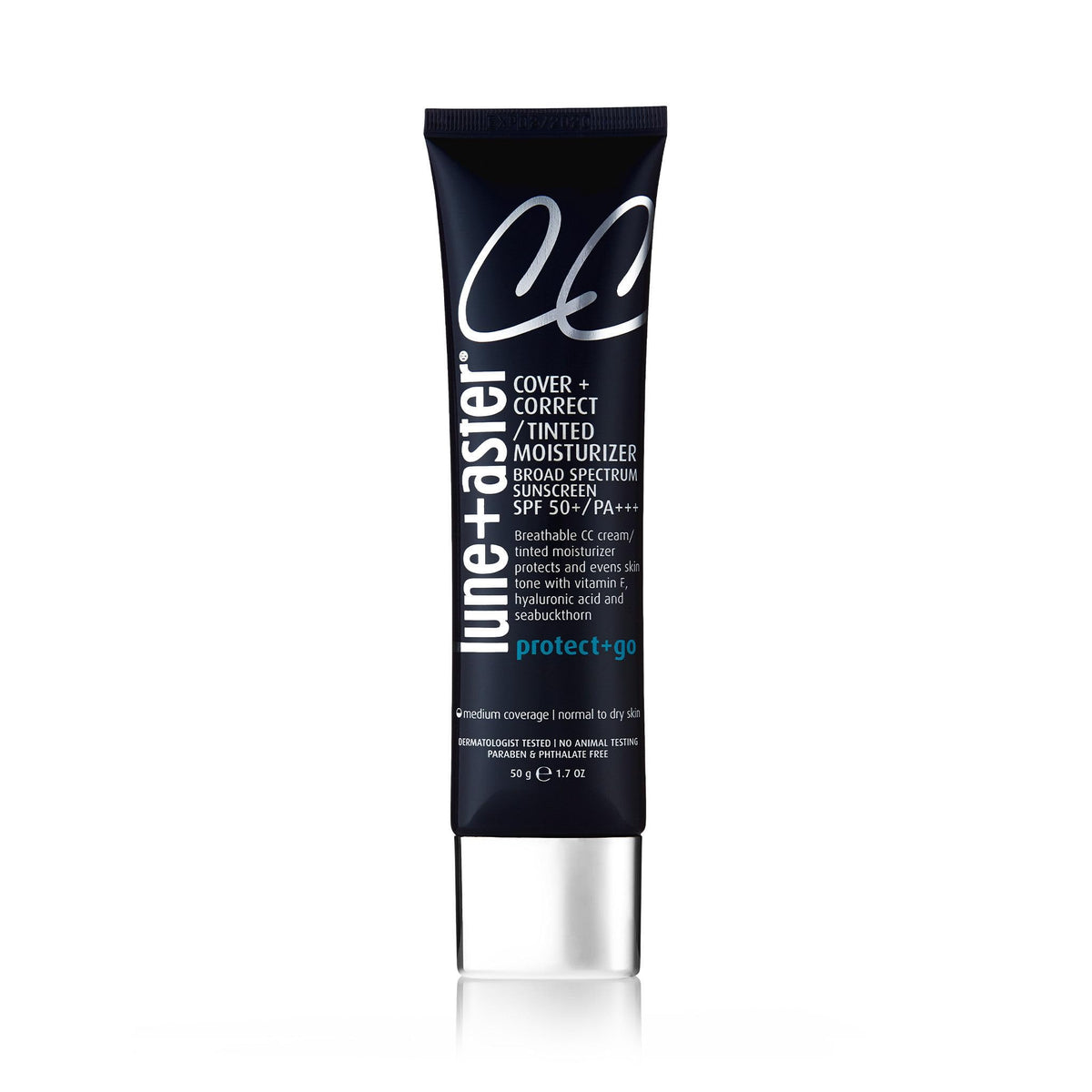 Lune+Aster CC Cream front packaging shows SPF protection and coverage
