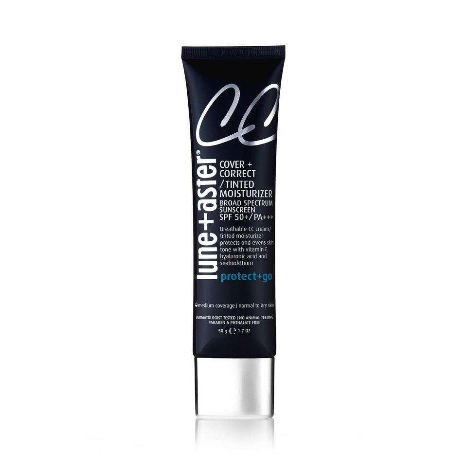 Lune+Aster front packaging showing SPF 50 and medium coverage benefit